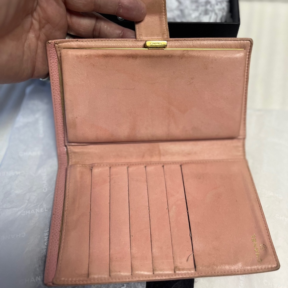 SOLD COA CHANEL Pink Caviar Leather Wallet Chanel pink wallet with Box - Picture 15 of 16